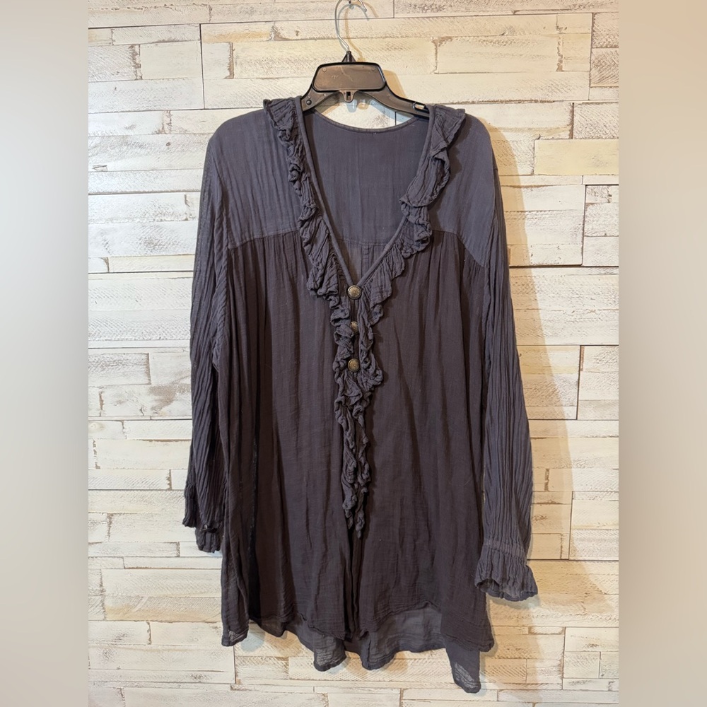 Women's Ruffled Tunic Top - Gray